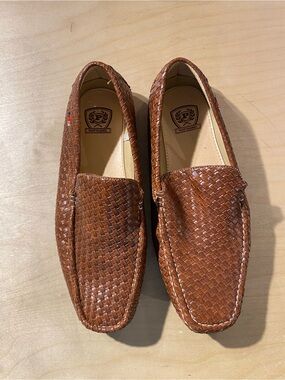 Phat Classic Men's Woven Brown Leather Slip-On Loafers 10